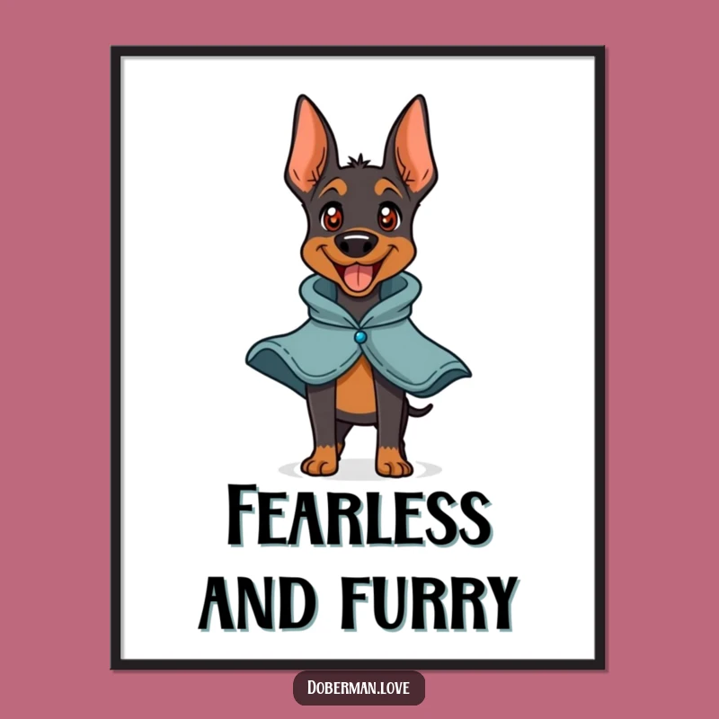 Funny Doberman Hero Digital Art: Happy Barking - Instant Funny Gift