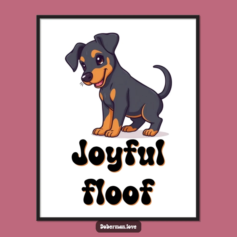 Funny Doberman Puppy Digital Art Print Floppy Ears Instant Funny Gift