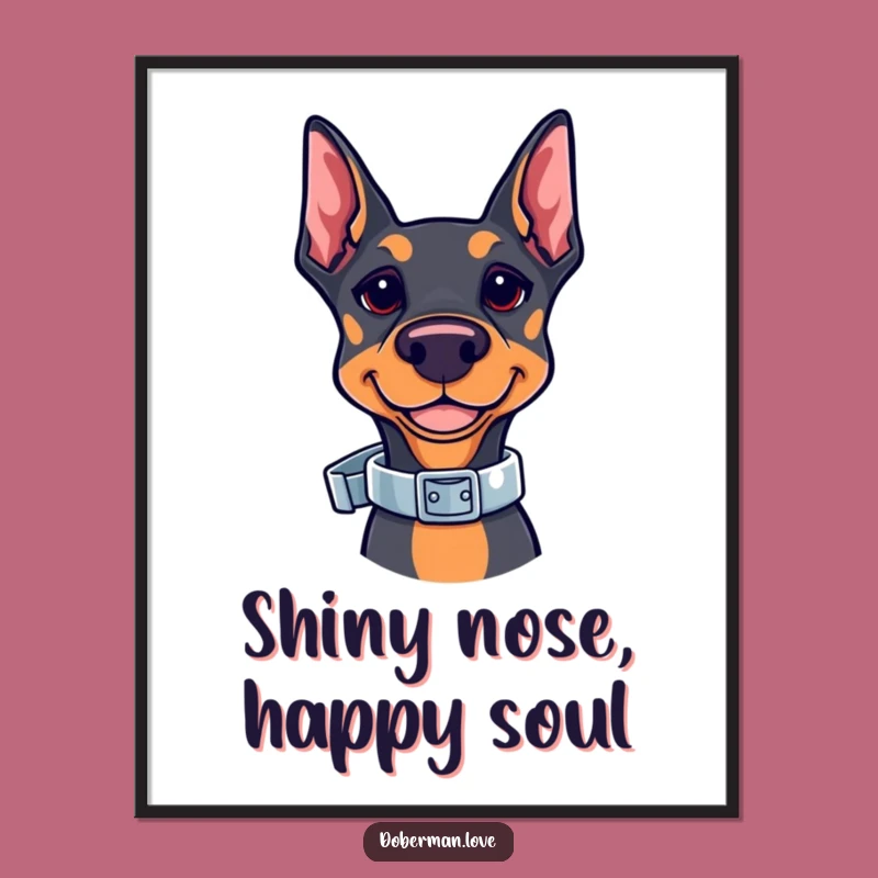 Funny Kawaii Doberman Digital Art: Collar Balance Trick - Instant Funny Gift