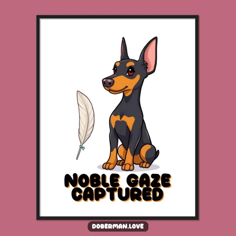 Funny Proud Doberman Feather Digital Art: Elegant Decor, Unique Funny Gift