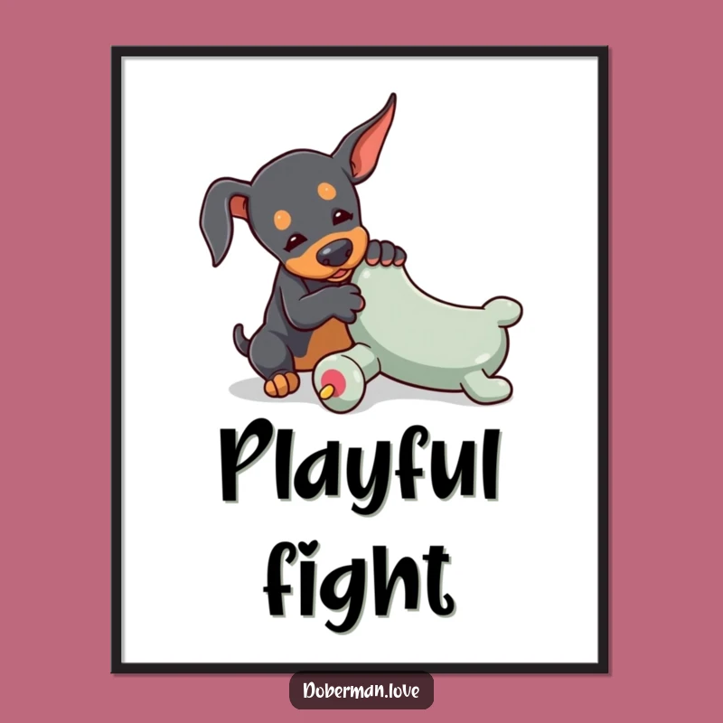 Funny Tiny Doberman Digital Art: Playful Pup Print, Dog Lover Gift