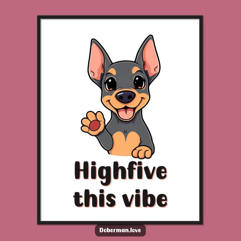 Funny Kawaii Doberman Digital Print: Instant Cute Paw Art, Perfect Printable Funny Gift