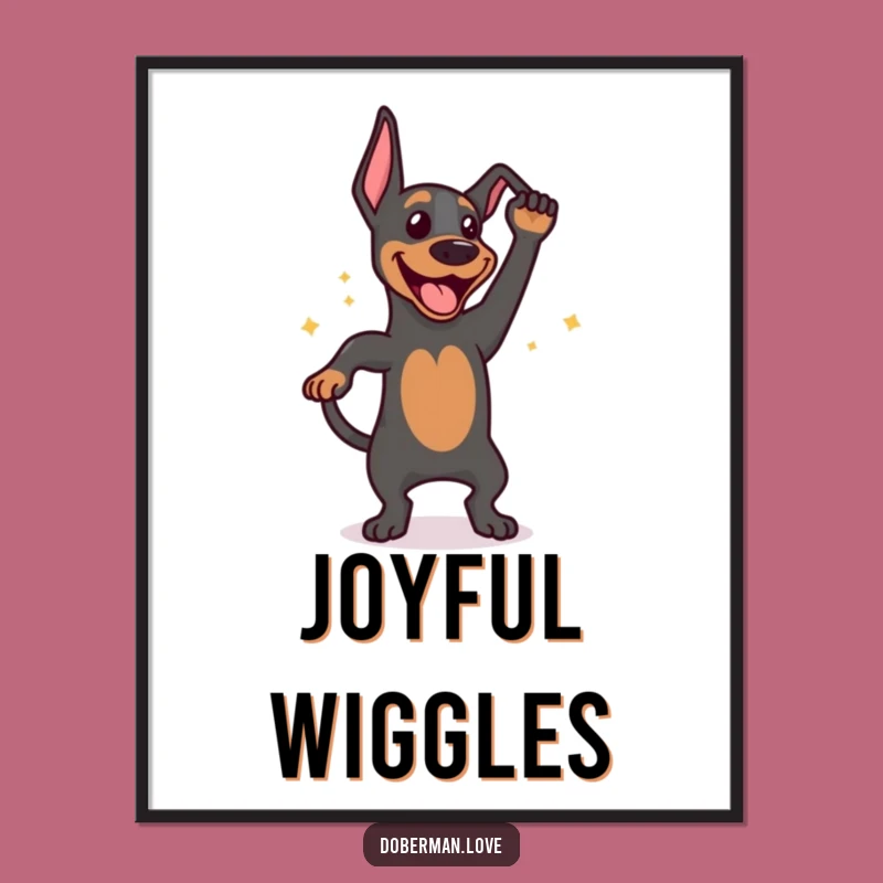 Funny Happy Doberman Tail Wag Digital Art: Dog Decor Gift