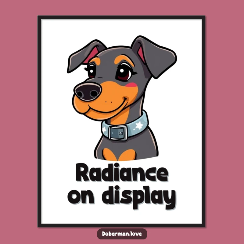 Funny Whimsical Doberman Sparkle Digital Art - Chic Dog Wall Decor Gift