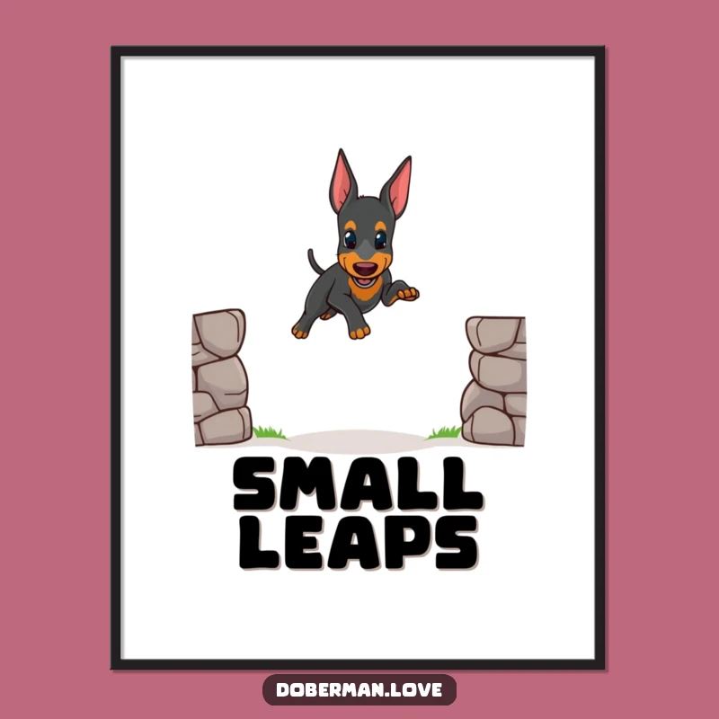 Funny Wobbly Doberman Jump Digital Art: Cute Dog Decor Gift