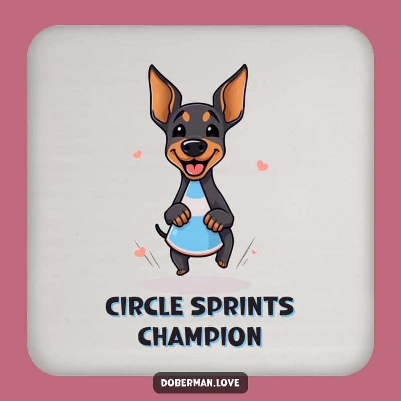 Funny Giggling Doberman Zoomie Coaster Set - Hilarious Dog Table Protection Gift