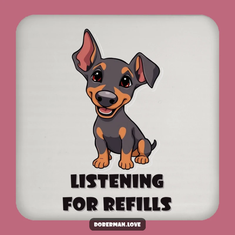 Funny Attentive Doberman Coaster: Protect Surfaces, Cute Funny Gift