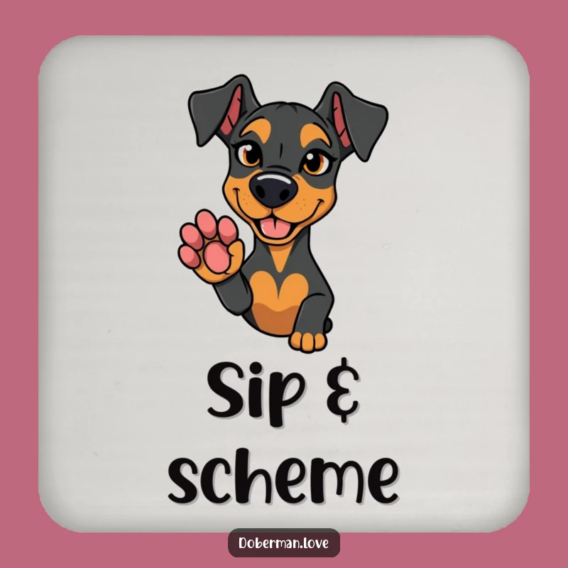 Funny Doberman Coaster: Protect Surfaces with Mischievous Paw Style!