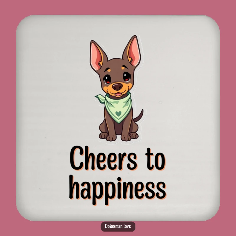Funny Kawaii Doberman Bandana Coaster: Sip with a Wag