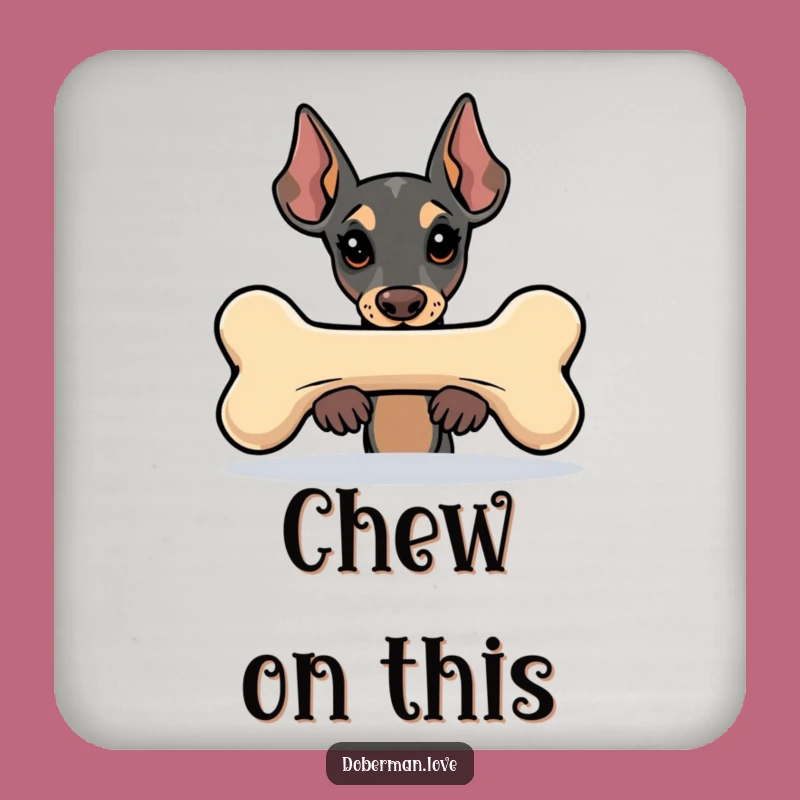 Funny Kawaii Doberman Coaster Set: Bone Peeker Protection, Hilarious Drink Decor