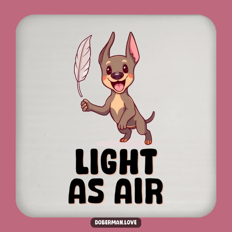 Funny Kawaii Doberman Coaster Set: Feather Pounce Protection, Hilarious Drink Decor