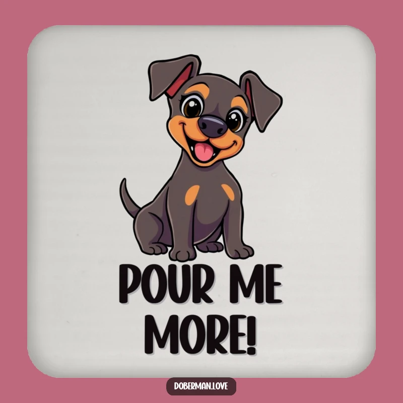 Funny Kawaii Doberman Tail Wag Coasters: Protect Surfaces with Energy