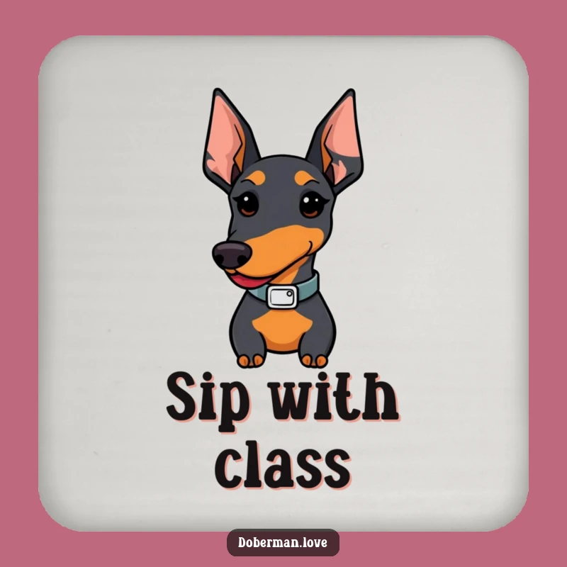 Funny Kawaii Doberman Stylish Collar Coaster - Protect Surfaces with Humor