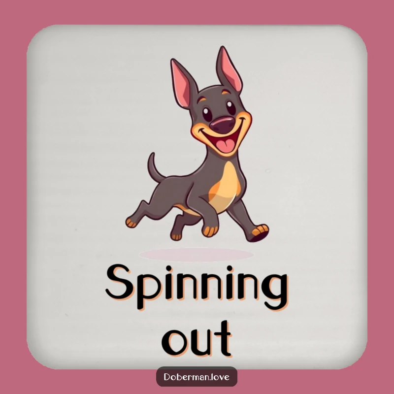 Funny Kawaii Doberman Coaster Set: Happy Grin, Tail Chase Protection, Hilarious Drink Decor