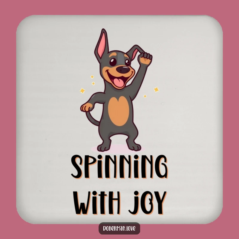 Funny Happy Doberman Tail Wag Coaster: Dog Lover Table Gift