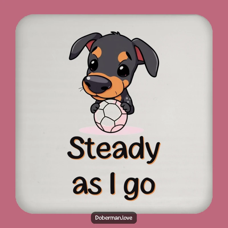 Funny Kawaii Doberman Ball Balance Coaster: Sip with Focus
