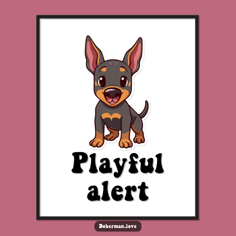 Funny Doberman Playtime Wall Art Poster: Bring Canine Joy Home