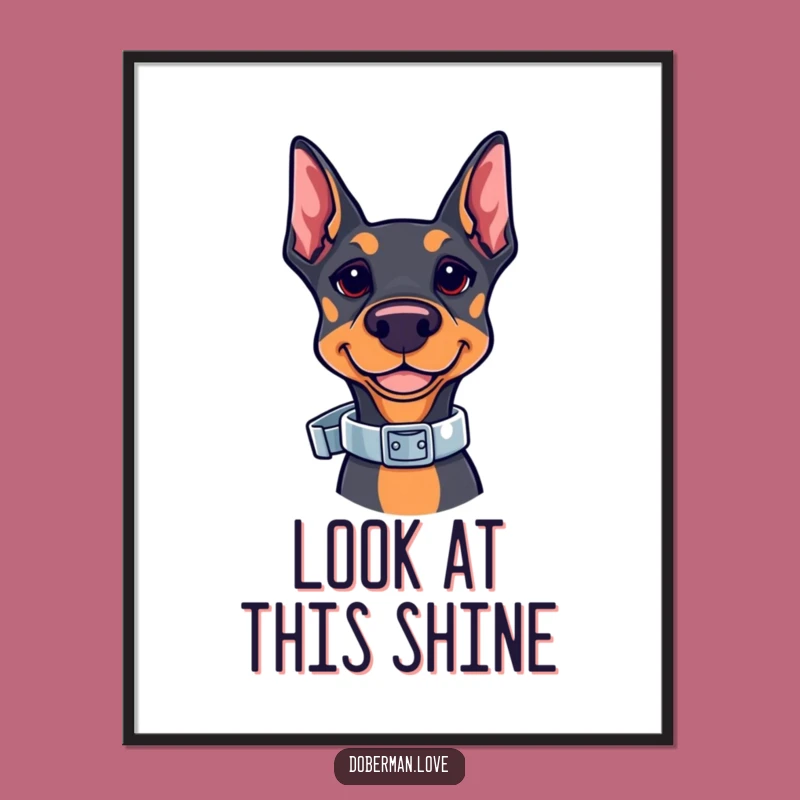 Funny Kawaii Doberman Poster: Collar Balance Art - Ideal Funny Gift