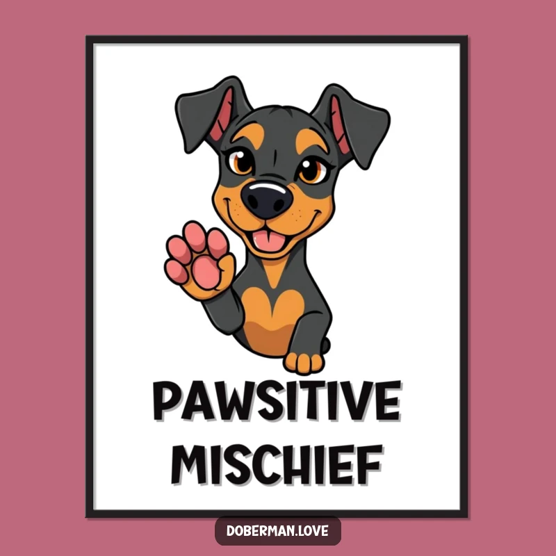 Funny Doberman Poster: Mischievous Paw Art for a Playful Space!