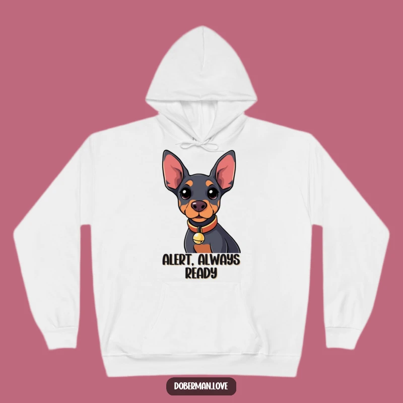 Funny Kawaii Doberman Bell Hoodie: Cozy & Curious Pup Sweatshirt Gift
