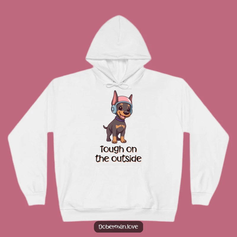 Cozy Funny Doberman Puppy Hoodie: Helmet Hero Edition, Great Funny Gift