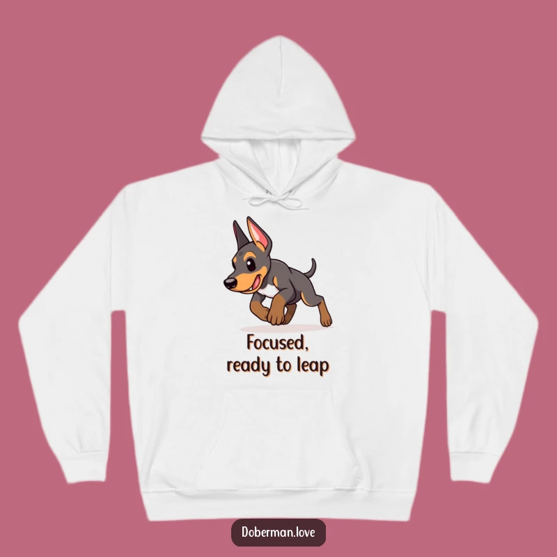 Cozy Funny Doberman Puppy Hoodie: Pounce Ready Edition, Great Funny Gift