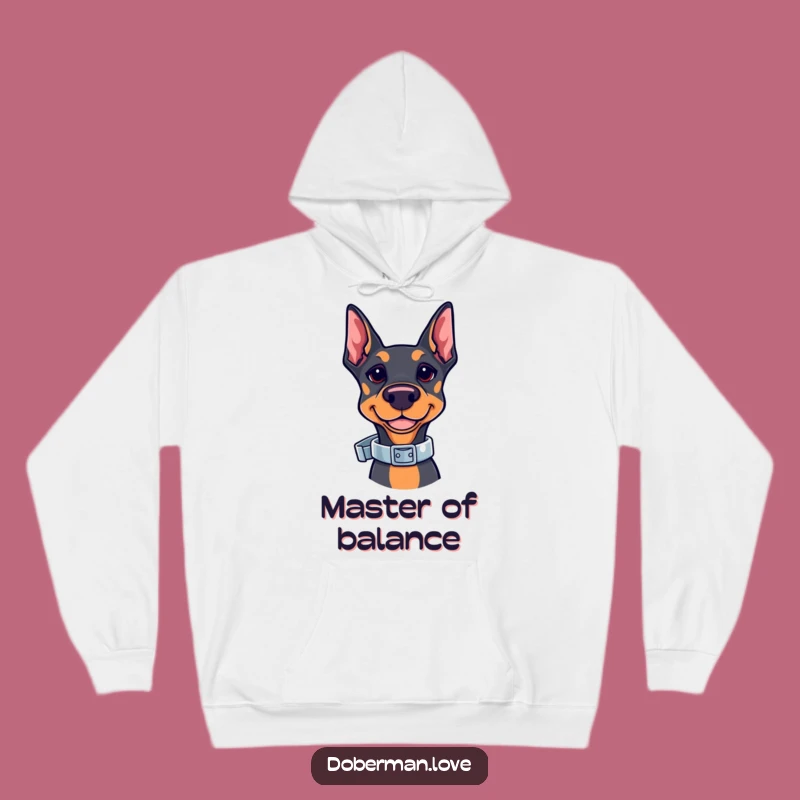 Cozy Funny Kawaii Doberman Hoodie: Collar Balance Style - Great Funny Gift