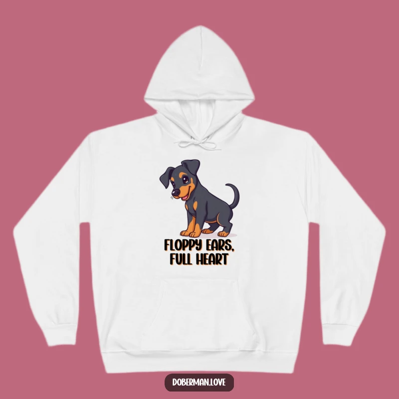Cozy Funny Doberman Puppy Hoodie Floppy Ears Ultimate Funny Gift