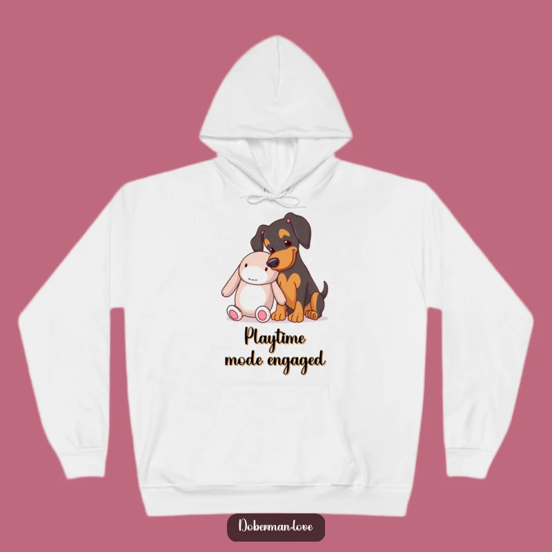 Funny Doberman Cozy Hoodie: Warm and Humorous Playful Dog Gift for Winter