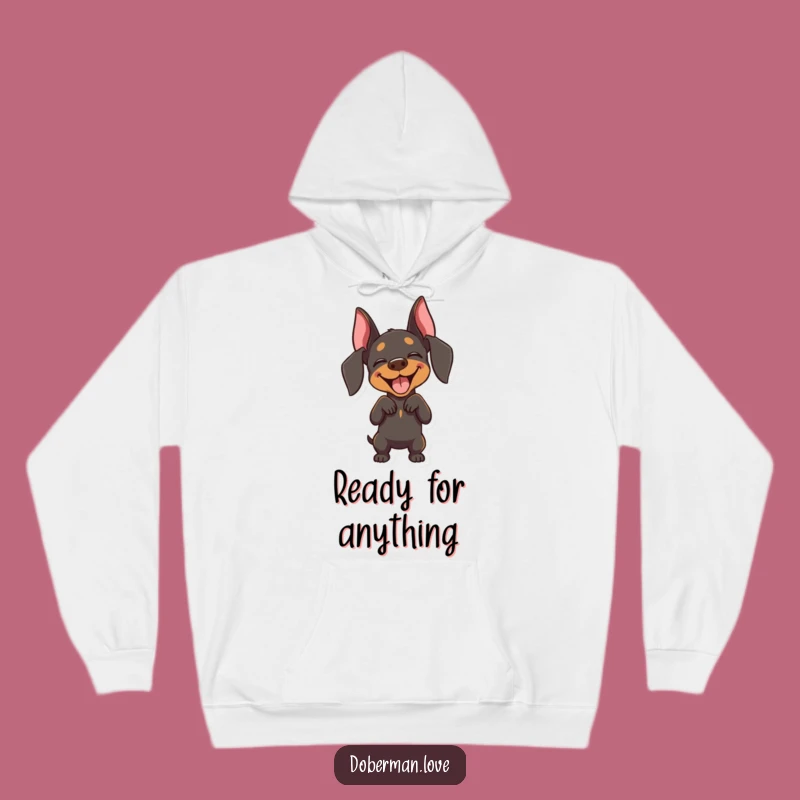 Funny Joyful Doberman Bow Hoodie: Cozy Up with This Playful Dog Design