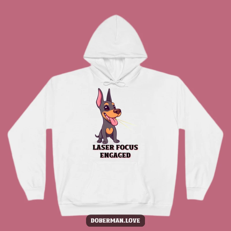 Funny Doberman Laser Chase Hoodie: Stay Cozy with This Hilarious Dog Design
