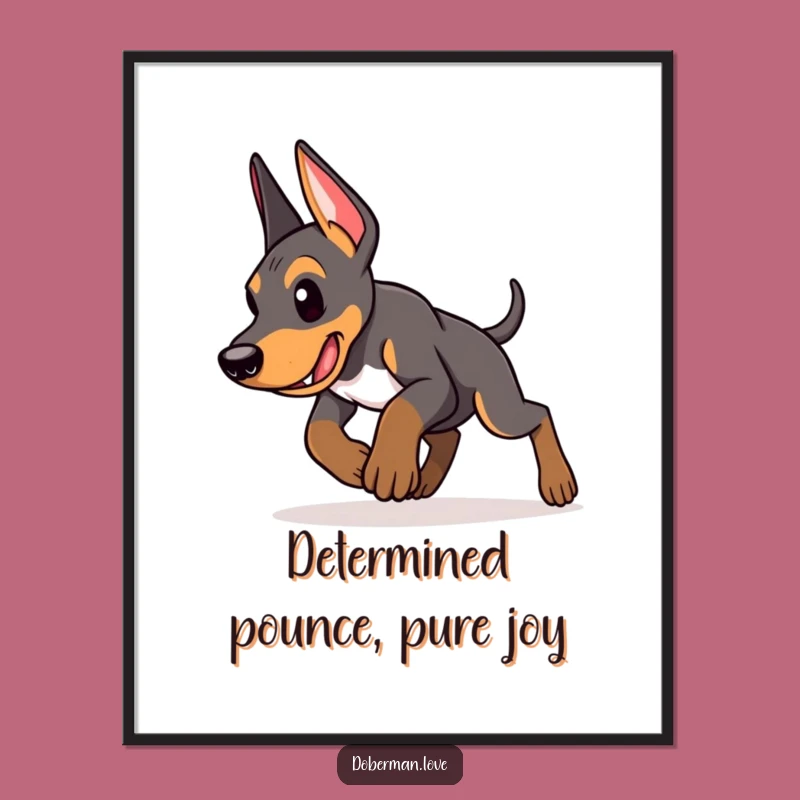 Free Printable Funny Doberman Puppy Wall Art: Pouncing Pup Action Digital Download Decor