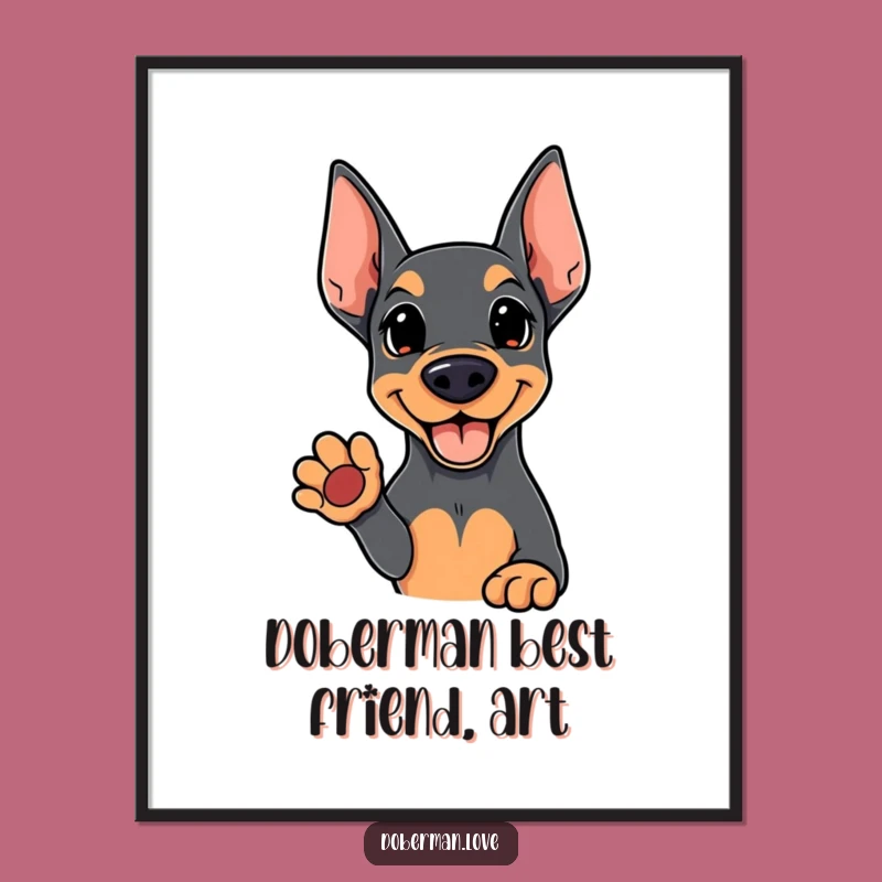 Free Printable Wall Art: Kawaii Doberman Paw High Five for a Quirky, Funny Home Decor Accent