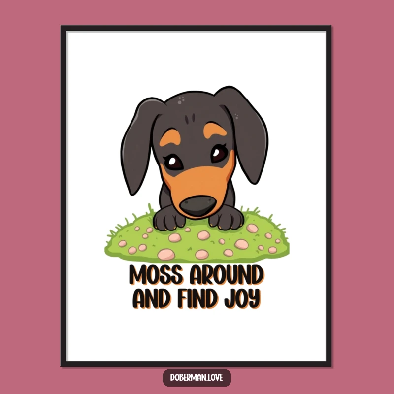 Free Printable Energetic Doberman Digging Funny Dog Wall Art - DIY Downloadable Decor