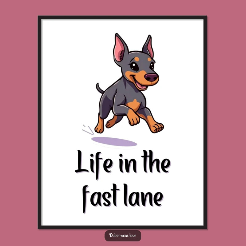 Free Printable Wall Art: Sleek Doberman Running Fast, Dynamic Dog Decor Downloadable