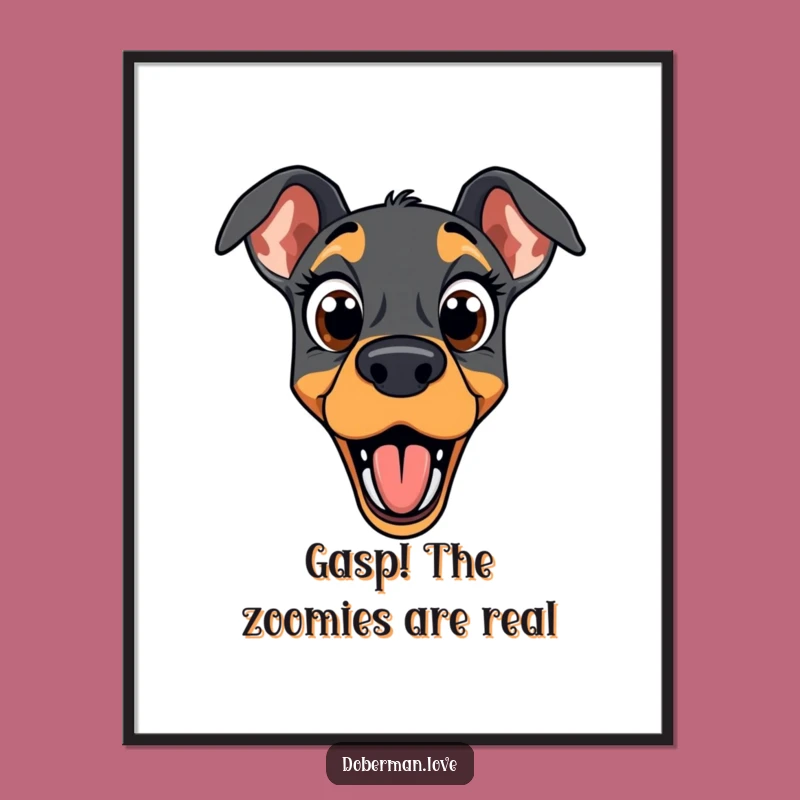 Free Printable Doberman Wall Art: Surprised Dog, Funny Downloadable Poster