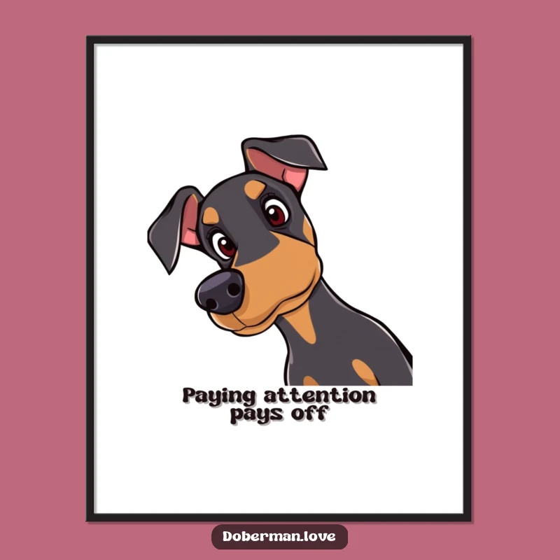 Free Printable Wall Art: Curious Doberman Head Tilt, Downloadable Dog Decor