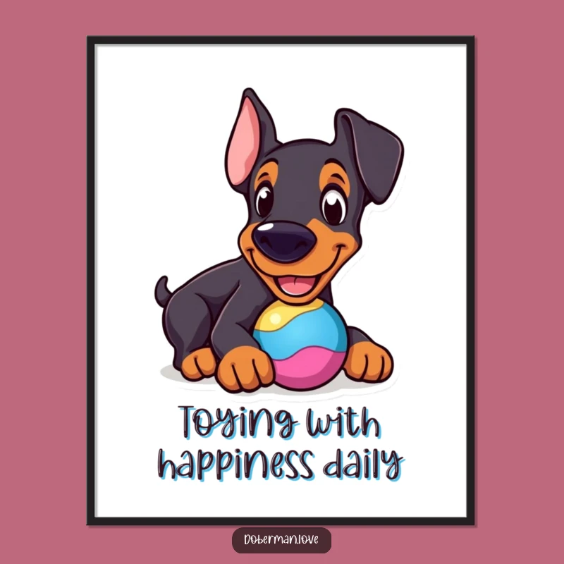 Free Printable Cheerful Doberman Toy Funny Dog Wall Art - DIY Downloadable Decor