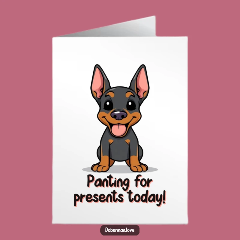 Free Printable Birthday Card: Happy Doberman Dog Jogging Fun Downloadable Gift