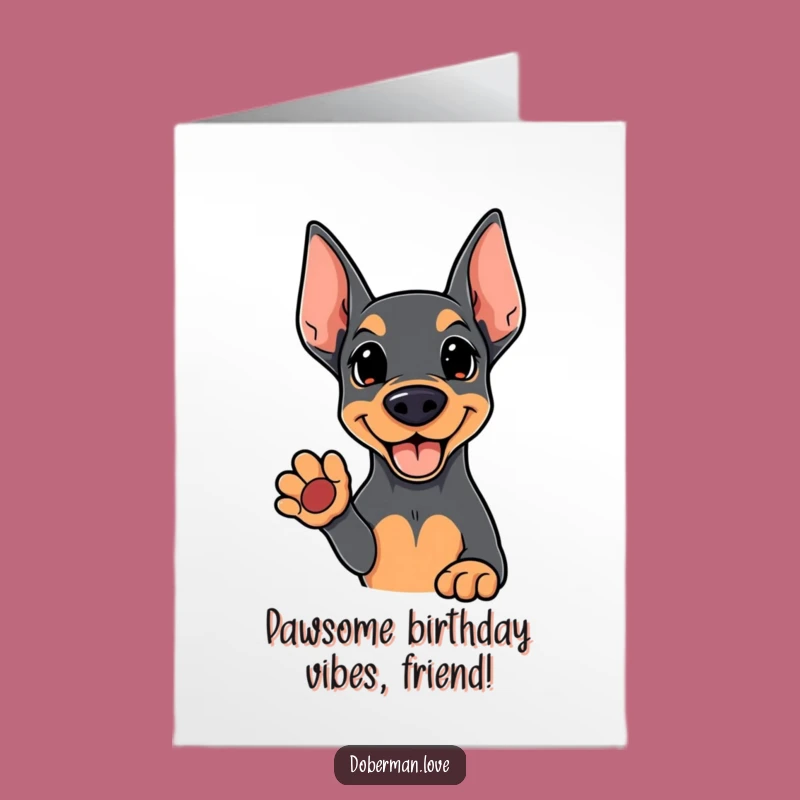 Free Printable Birthday Card: Kawaii Doberman Paw High Five for a Hilarious Birthday Gift