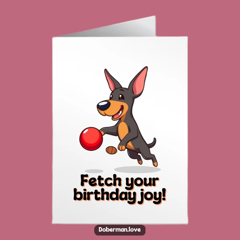 Free Printable Birthday Card: Playful Doberman, Energetic Humor, Fun Downloadable Gift