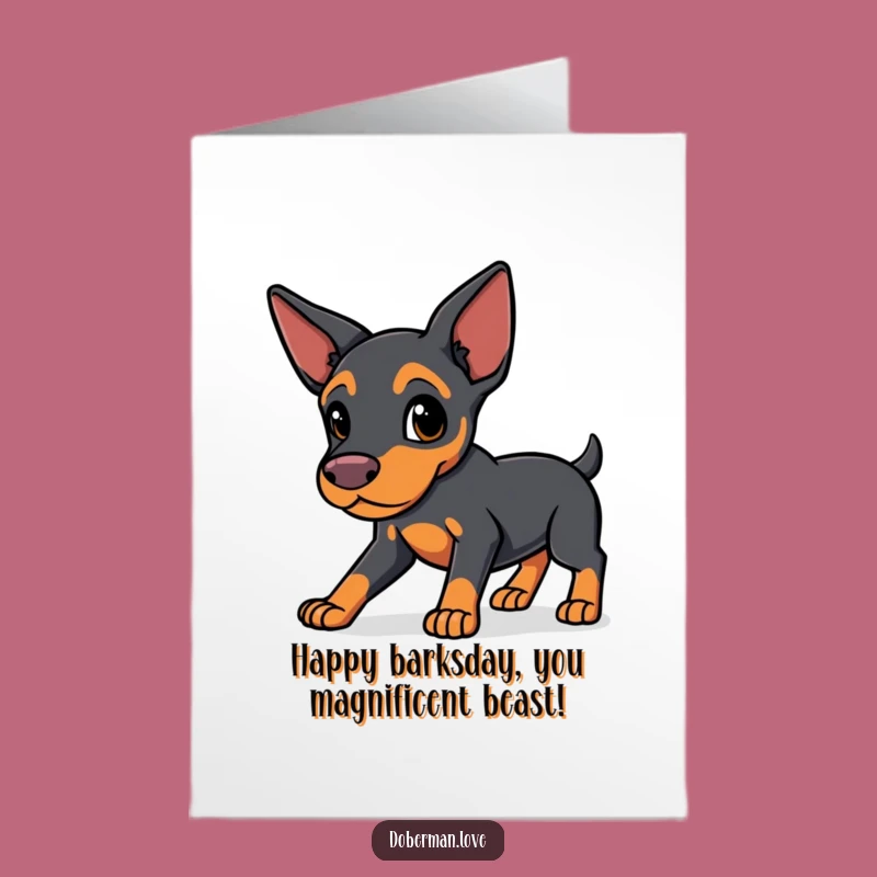 Free Printable Birthday Doberman Card: Funny Downloadable Gift Guarding Wishes