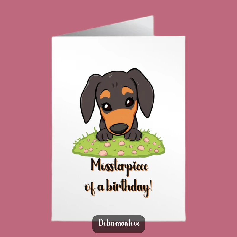 Free Printable Energetic Doberman Digging Funny Birthday Card - DIY Humorous Downloadable Gift
