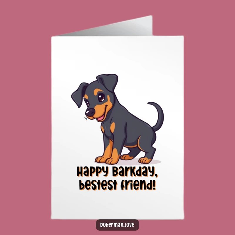 Free Printable Birthday Card: Doberman Puppy Wags - Funny Downloadable Gift