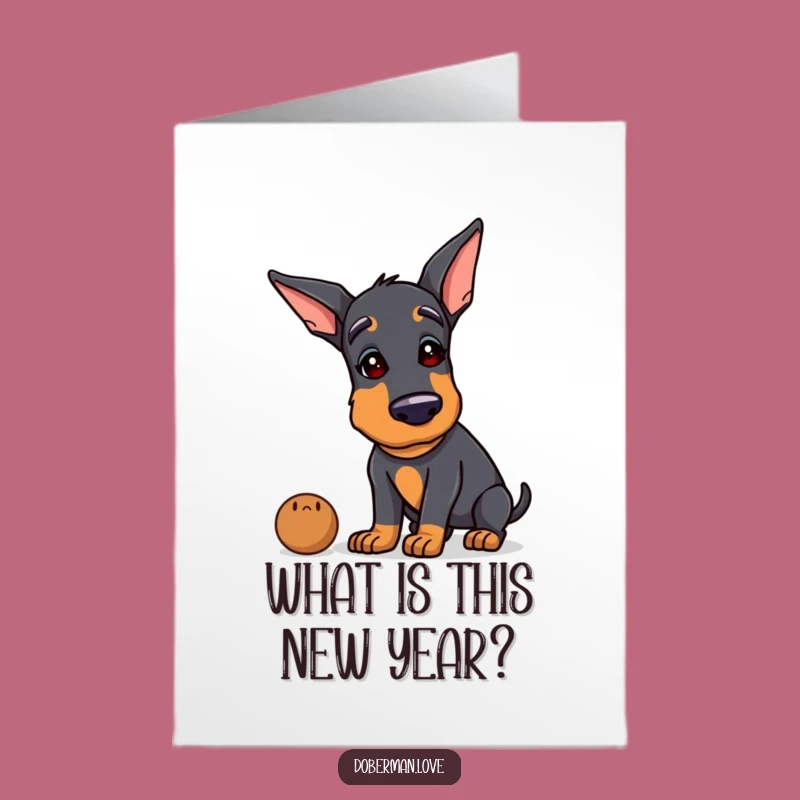 Free Printable Curious Doberman Birthday Card: Funny Tilted Head Dog Downloadable Greeting