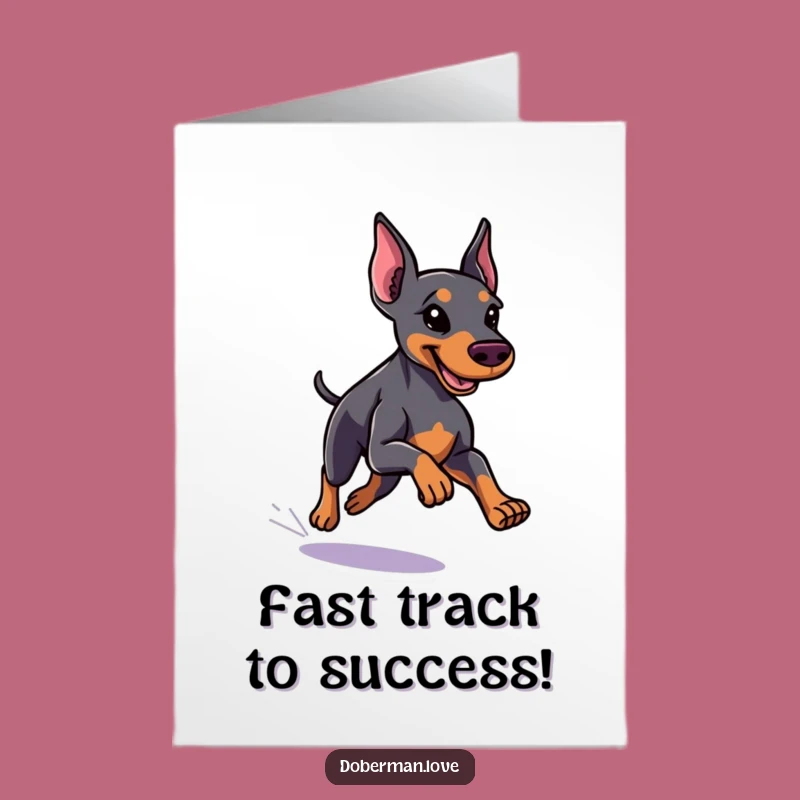 Free Printable Congrats Card: Fast Doberman Speeding Away, Hilarious Downloadable