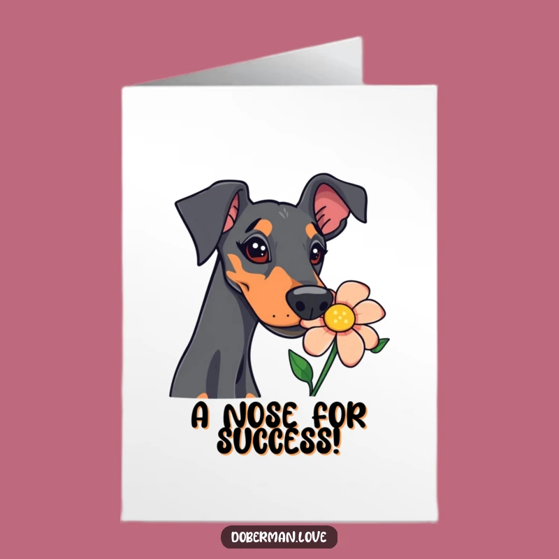 Free Printable Doberman Congrats Card: Curious Dog, Funny Downloadable Gift for Any Occasion