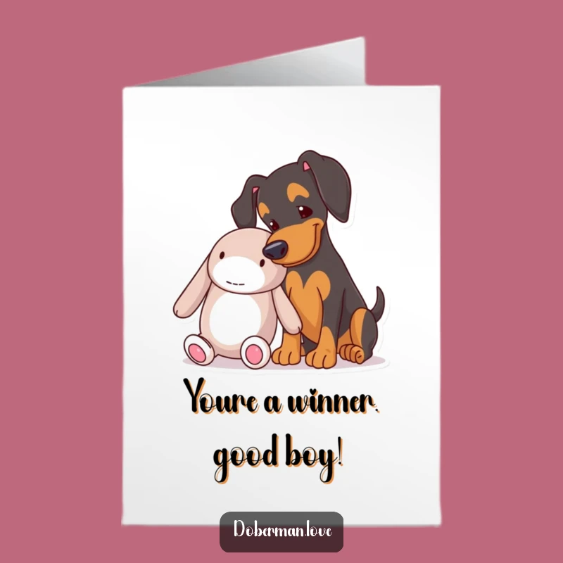 Free Printable Doberman Congrats Card: Funny Nudge Downloadable for Any Celebration