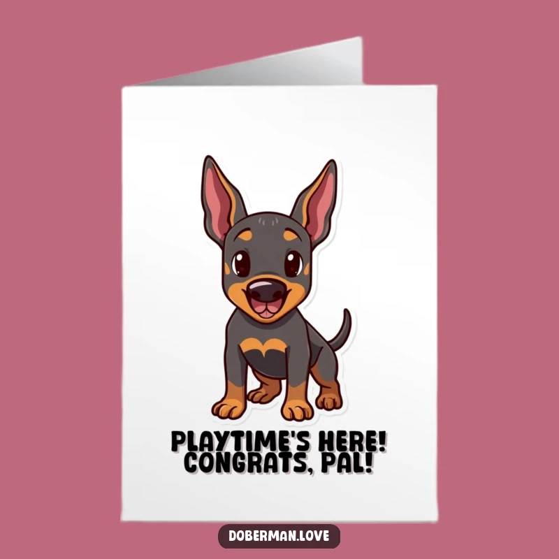 Free Printable Congratulations Card: Playful Doberman for Your Big Wags