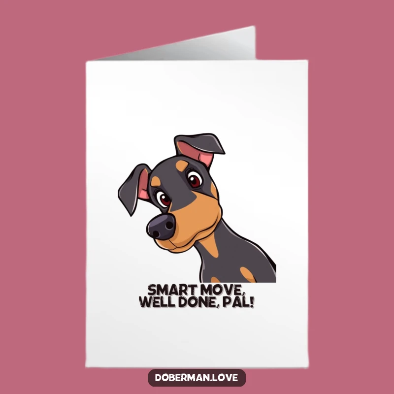 Free Printable Congrats Card: Doberman's Attentive Gaze, Downloadable Dog Gift
